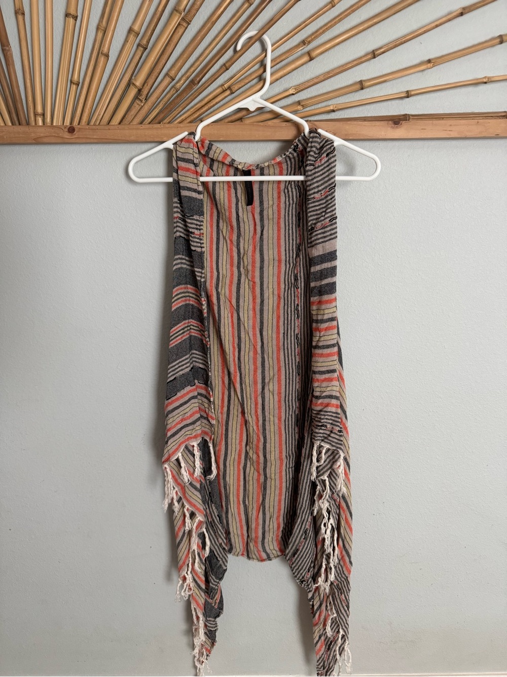 Lane Bryant Striped Fringe Open Front Women's Vest - Multicolor
